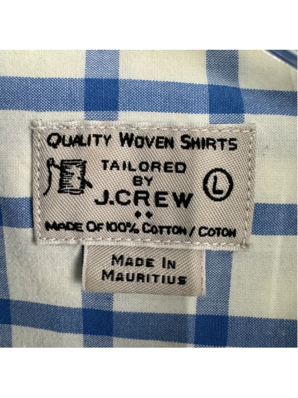 J.Crew Button Down Woven Shirt Mens L Large Blue White Check Long Sleeve Casual